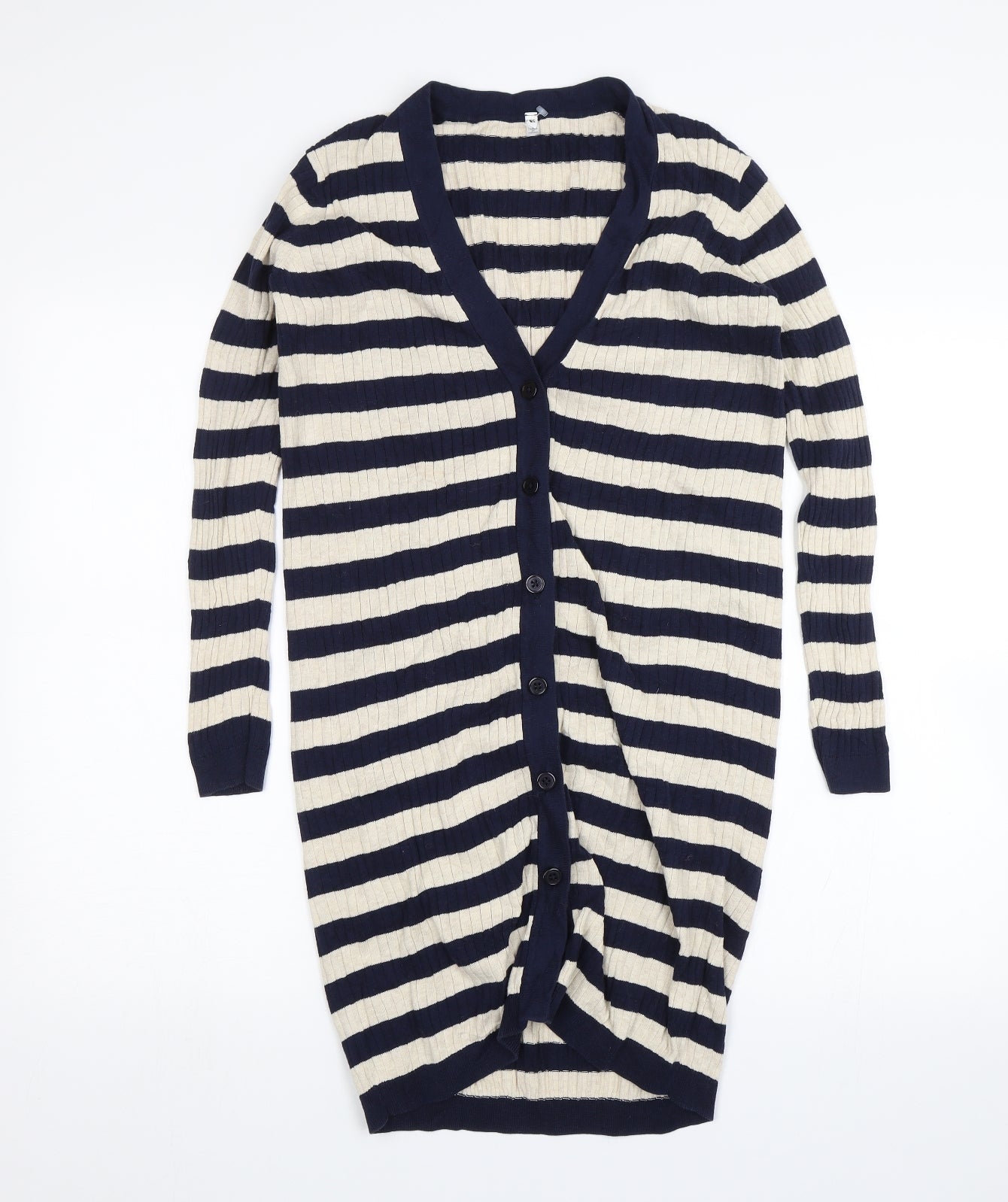 Preworn Womens Blue Striped  Cardigan Jumper Size XS