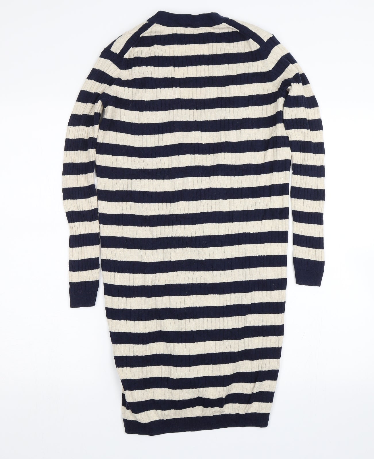Preworn Womens Blue Striped  Cardigan Jumper Size XS
