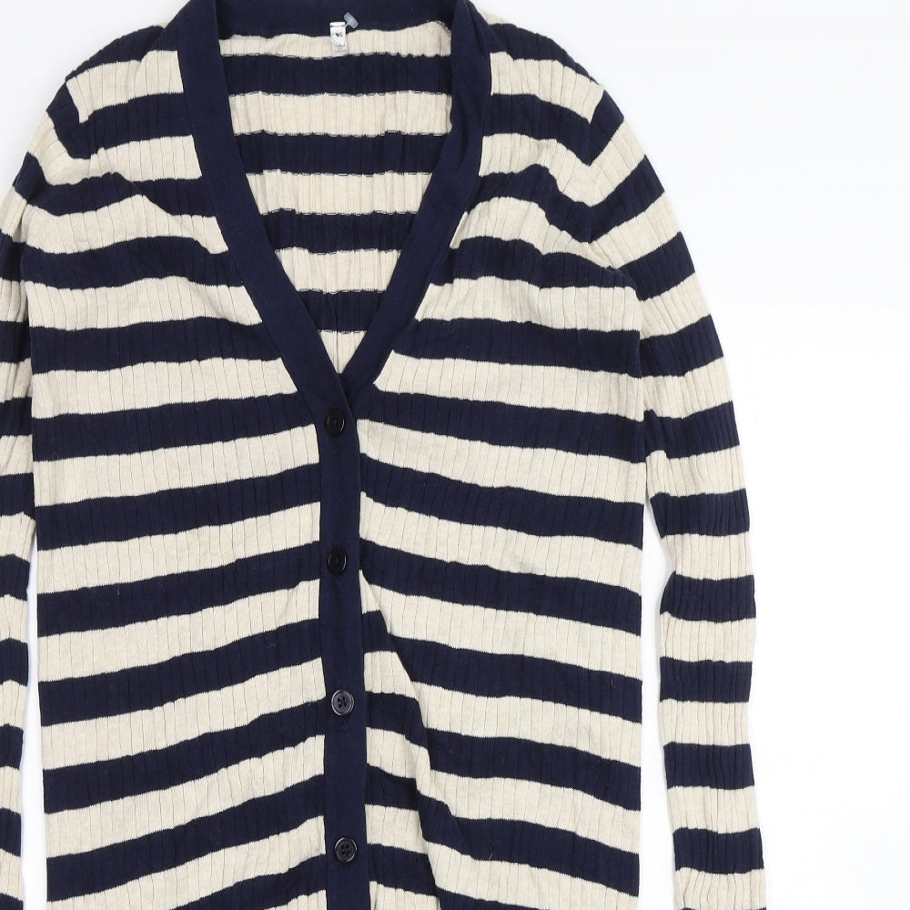 Preworn Womens Blue Striped  Cardigan Jumper Size XS