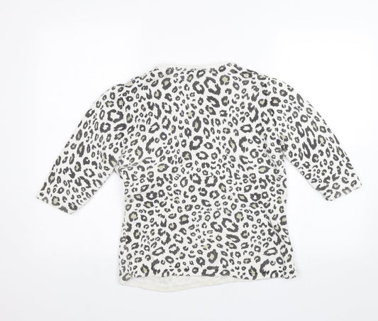 Alex & Co Womens White Animal Print  Basic Blouse Size 14