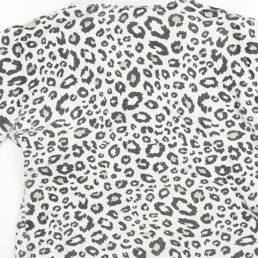 Alex & Co Womens White Animal Print  Basic Blouse Size 14