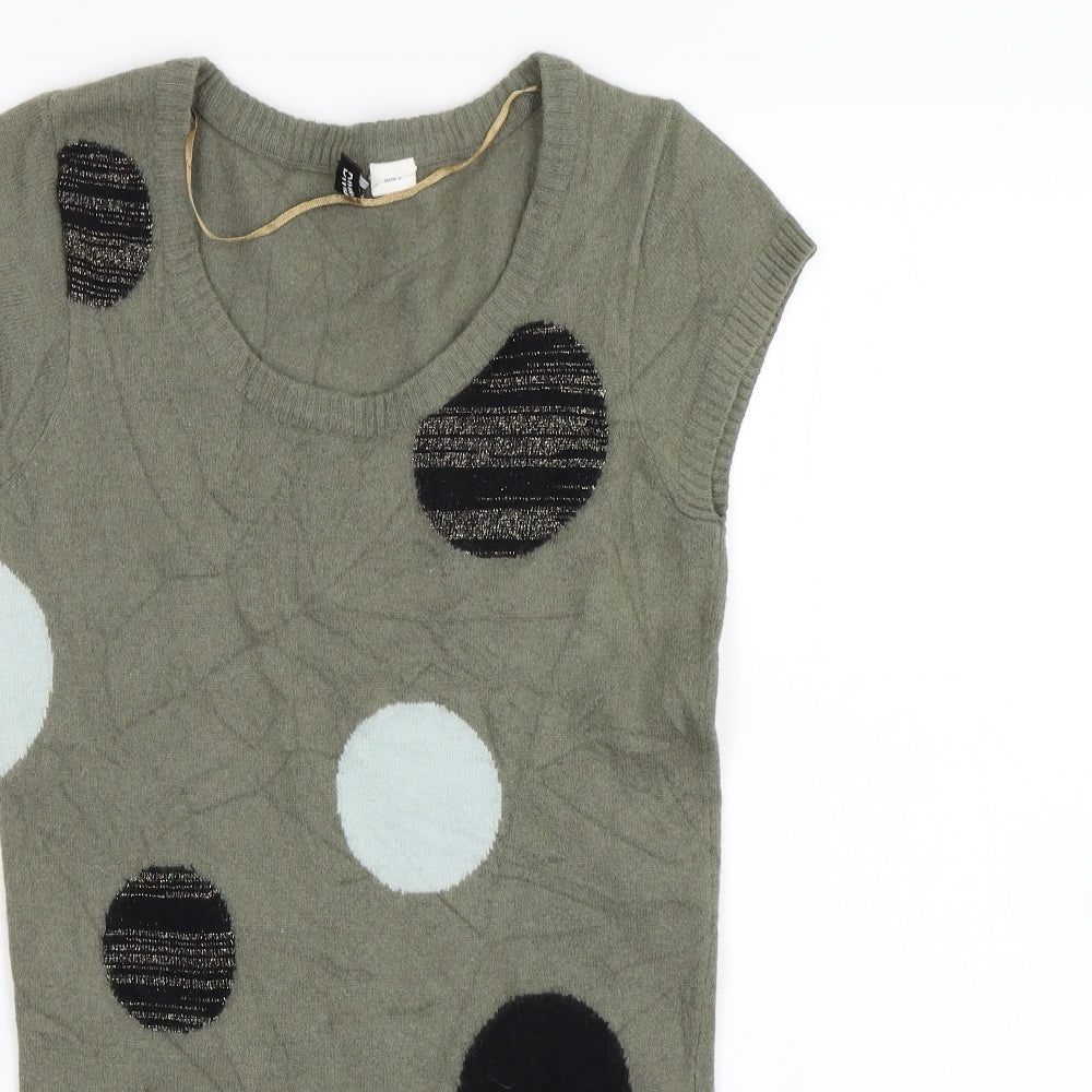Divided Womens Green Polka Dot  Pullover Jumper Size 6