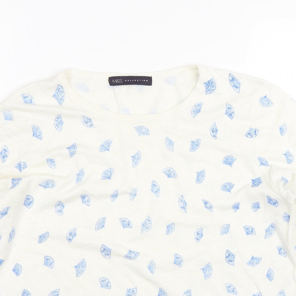 M&S Womens White   Pullover Jumper Size 14