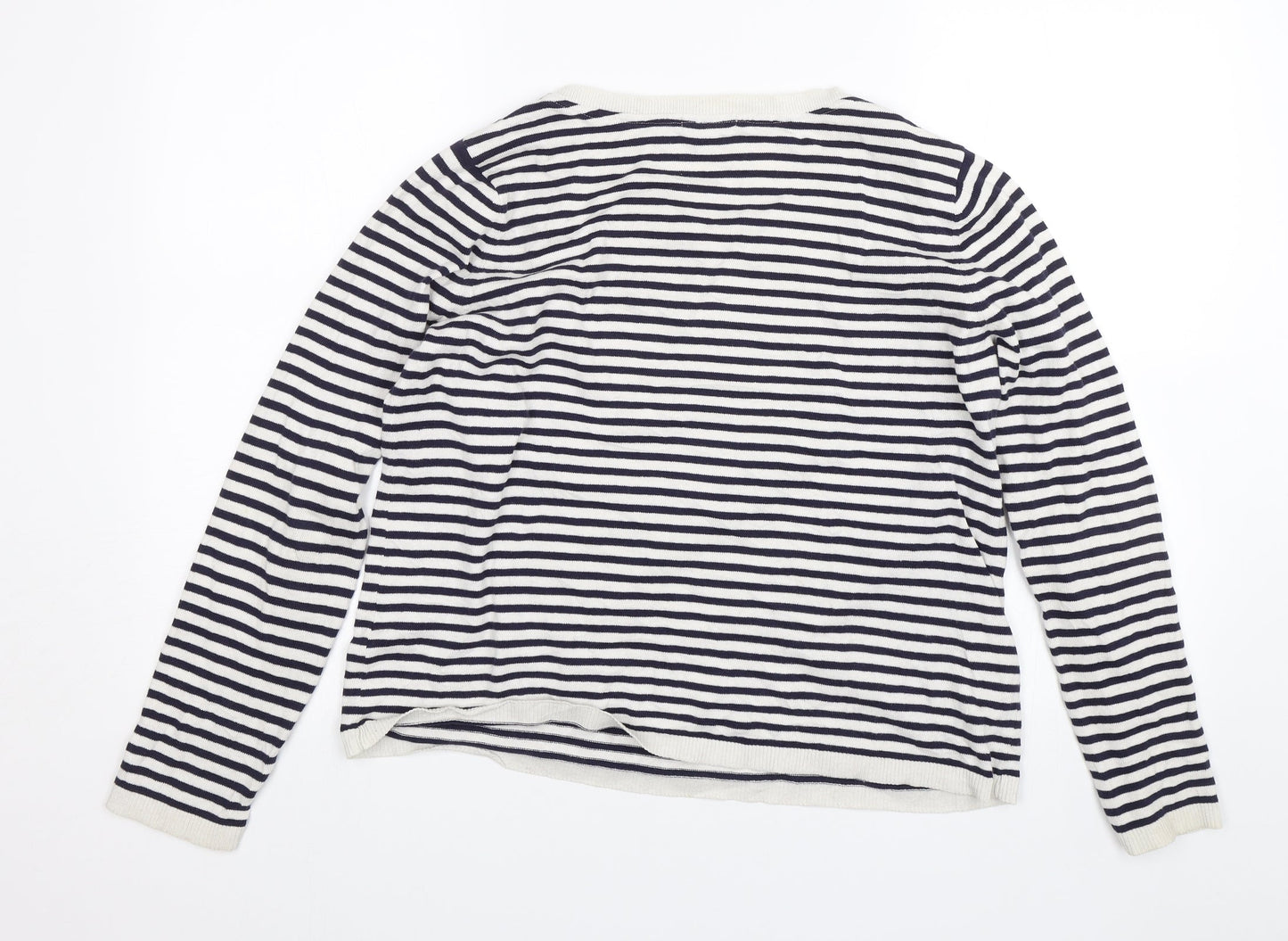 H&M Womens Blue Striped  Pullover Jumper Size M