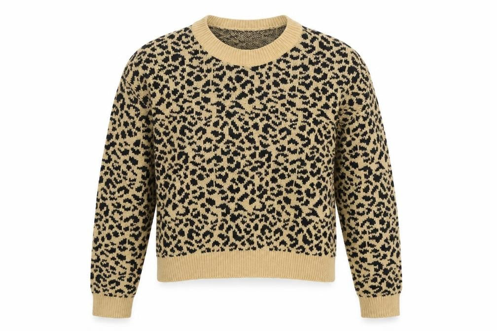 Divided Womens Beige Animal Print  Pullover Jumper Size S