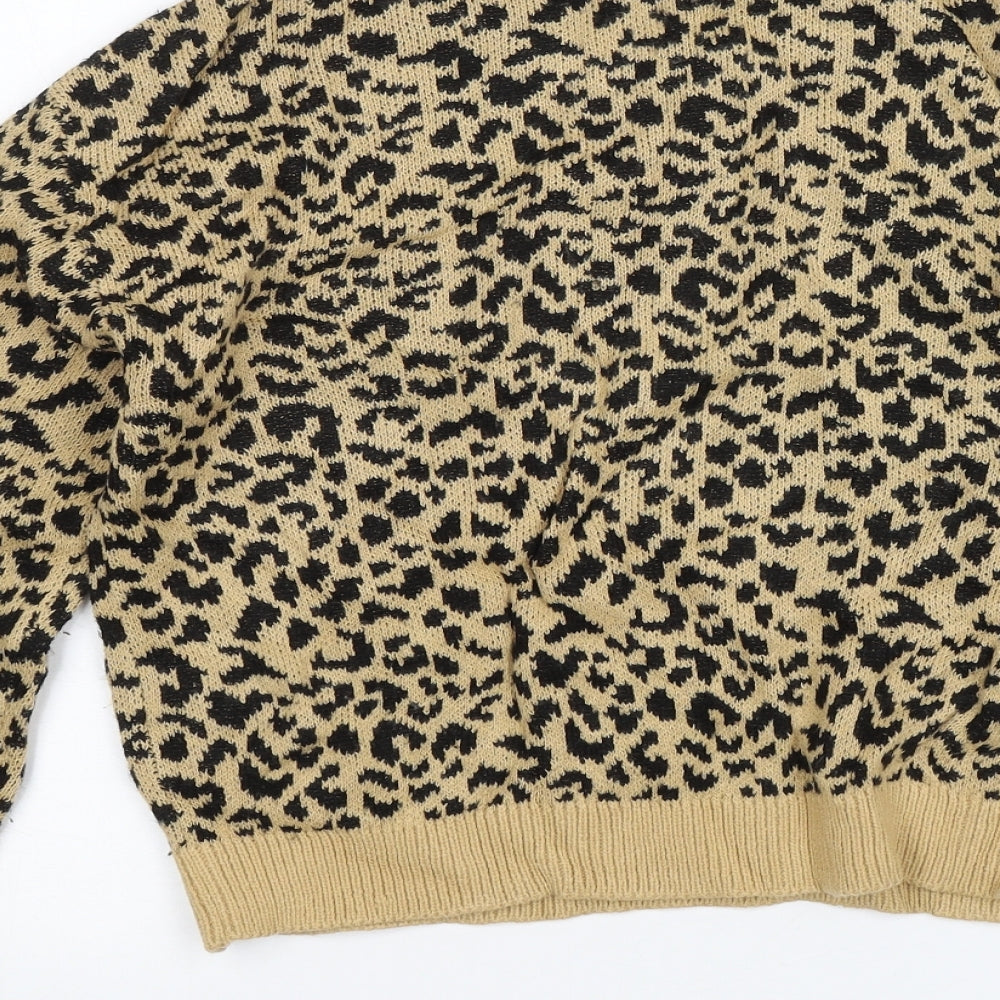 Divided Womens Beige Animal Print  Pullover Jumper Size S