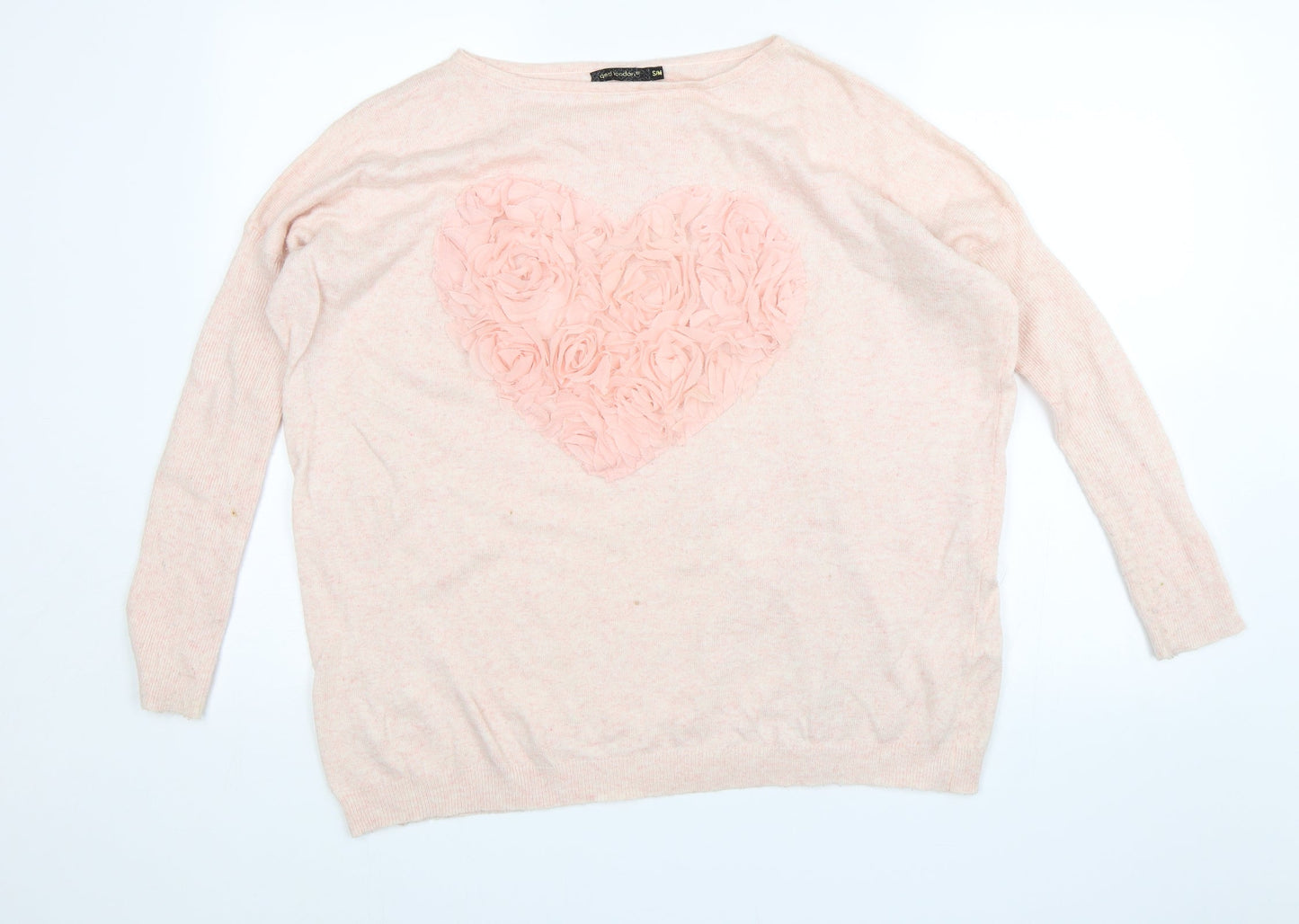 QED London Womens Pink   Pullover Jumper Size S  - Heart