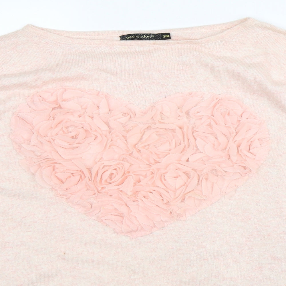 QED London Womens Pink   Pullover Jumper Size S  - Heart