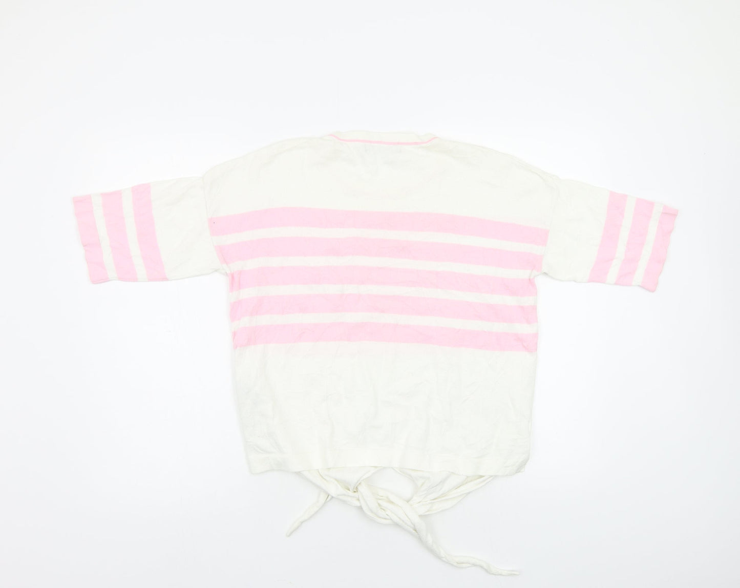 M&S Womens White Striped  Pullover Jumper Size S