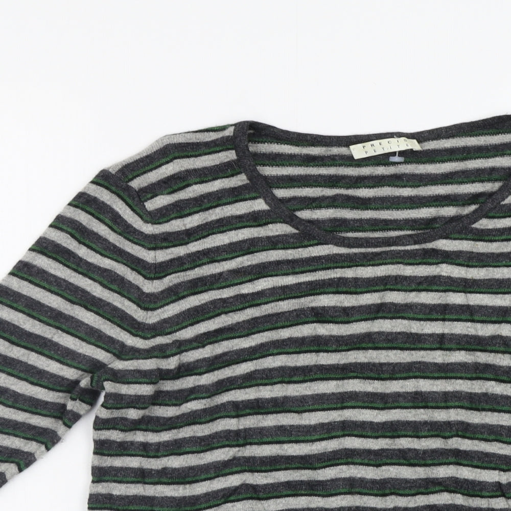 Precis petite Womens Green Striped  Pullover Jumper Size M