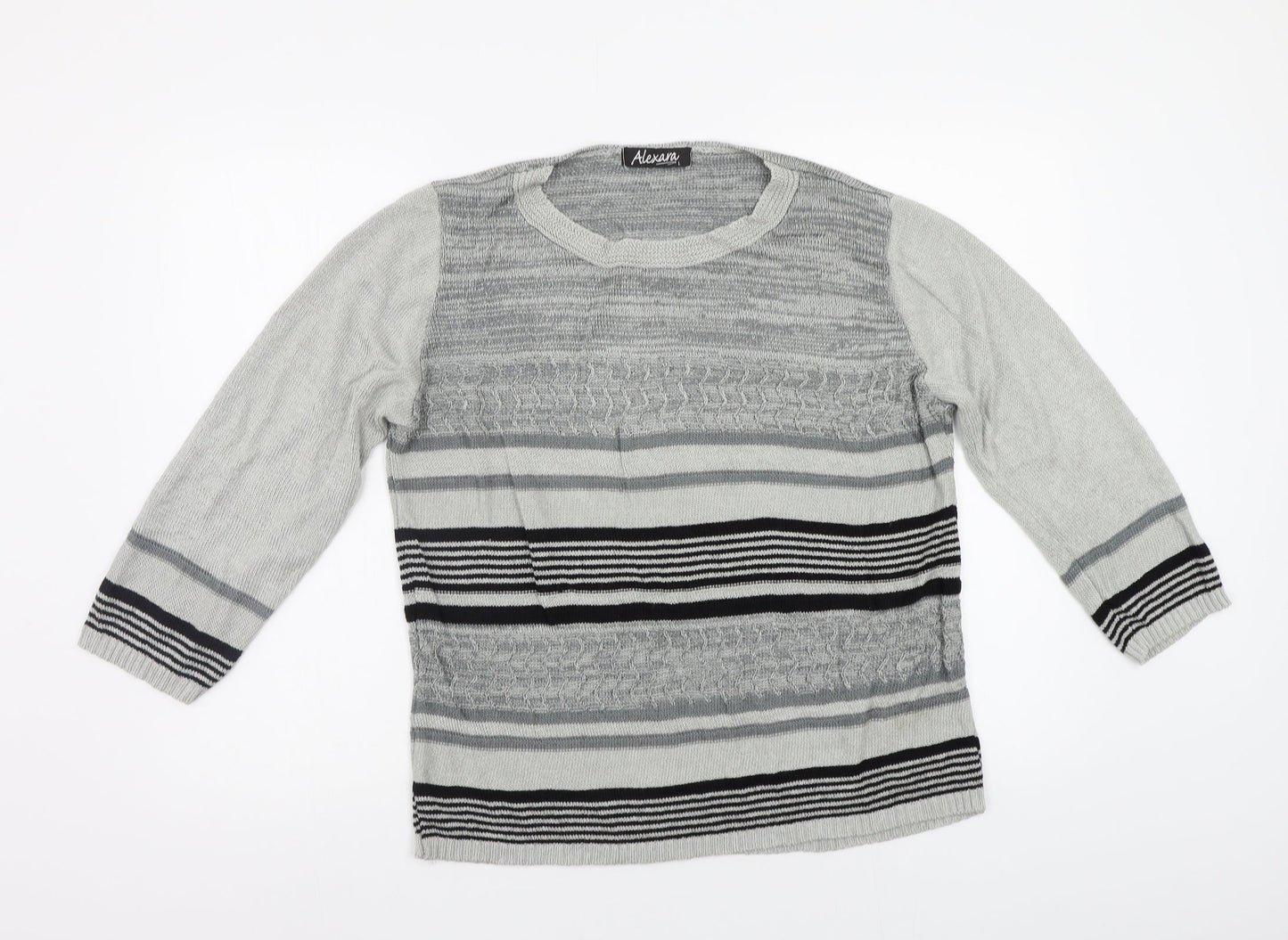 Alexara Womens Grey Striped  Pullover Jumper Size L