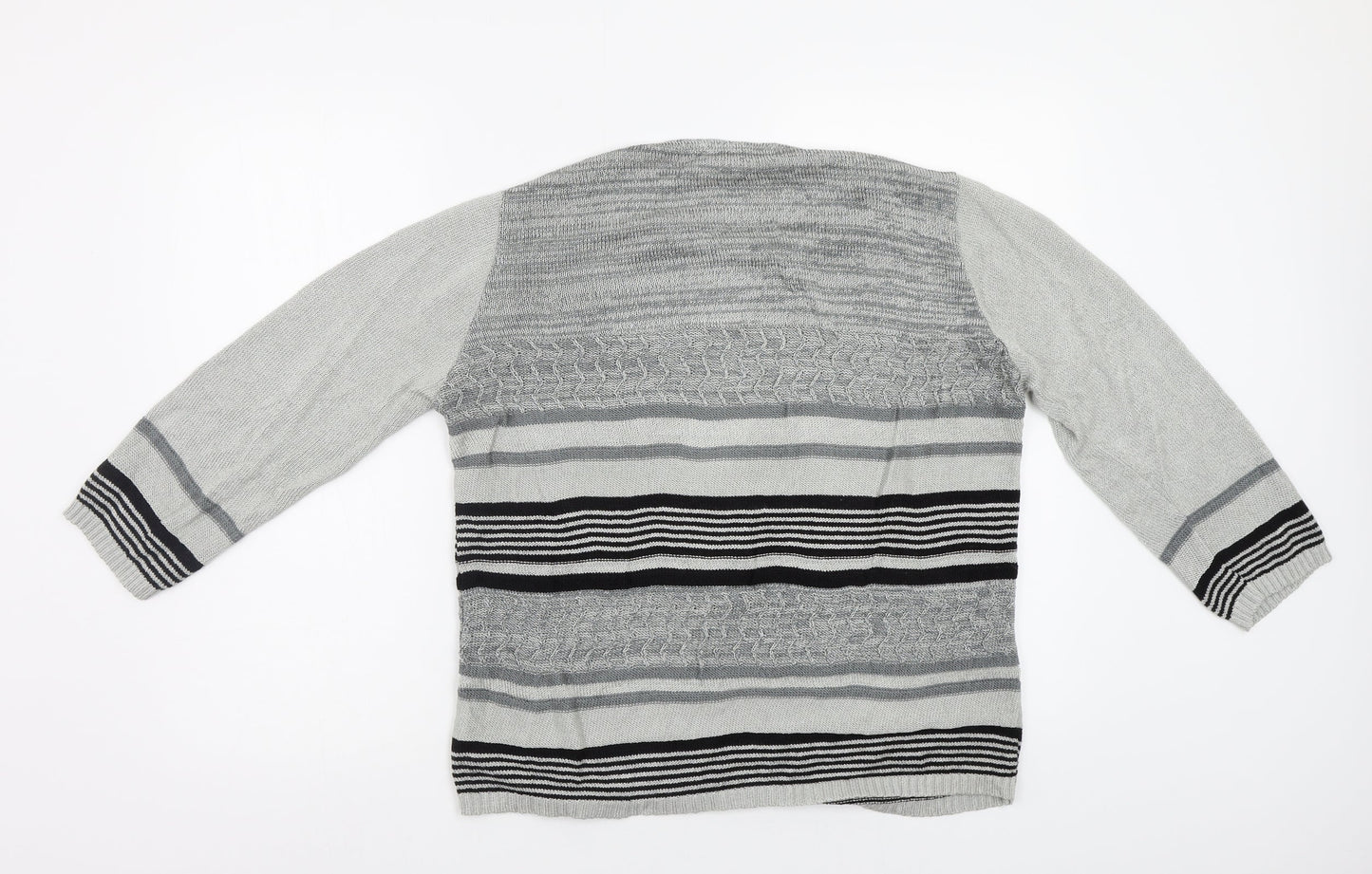 Alexara Womens Grey Striped  Pullover Jumper Size L