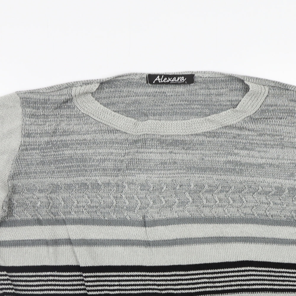 Alexara Womens Grey Striped  Pullover Jumper Size L