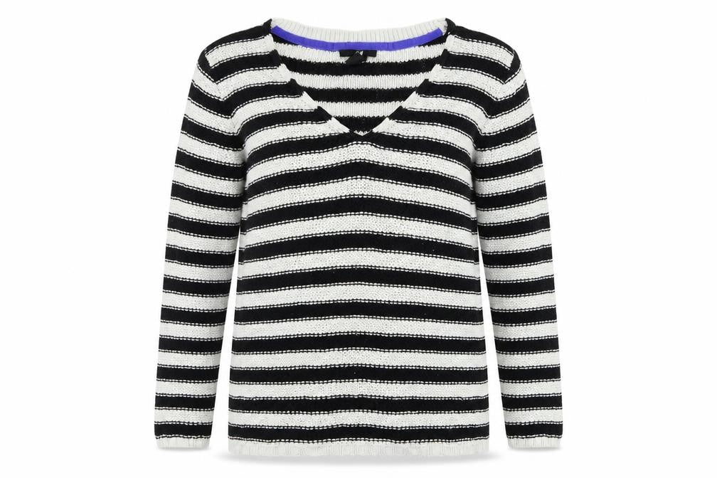 H&M Womens White Striped  Pullover Jumper Size M