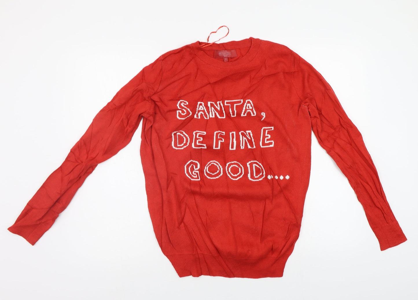 NEXT Womens Red   Pullover Jumper Size 8  - Santa