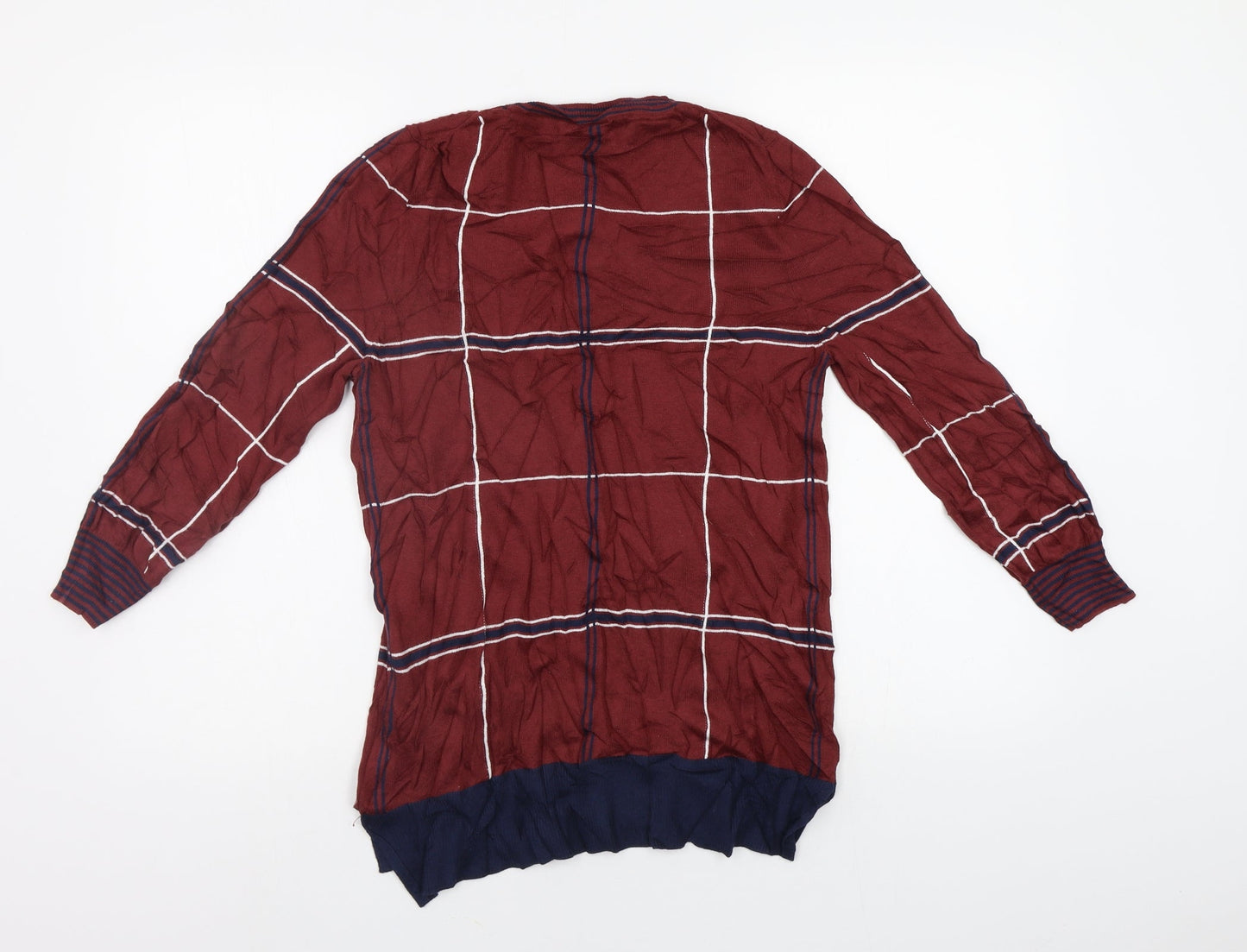 NEXT Womens Red Check  Pullover Jumper Size 10