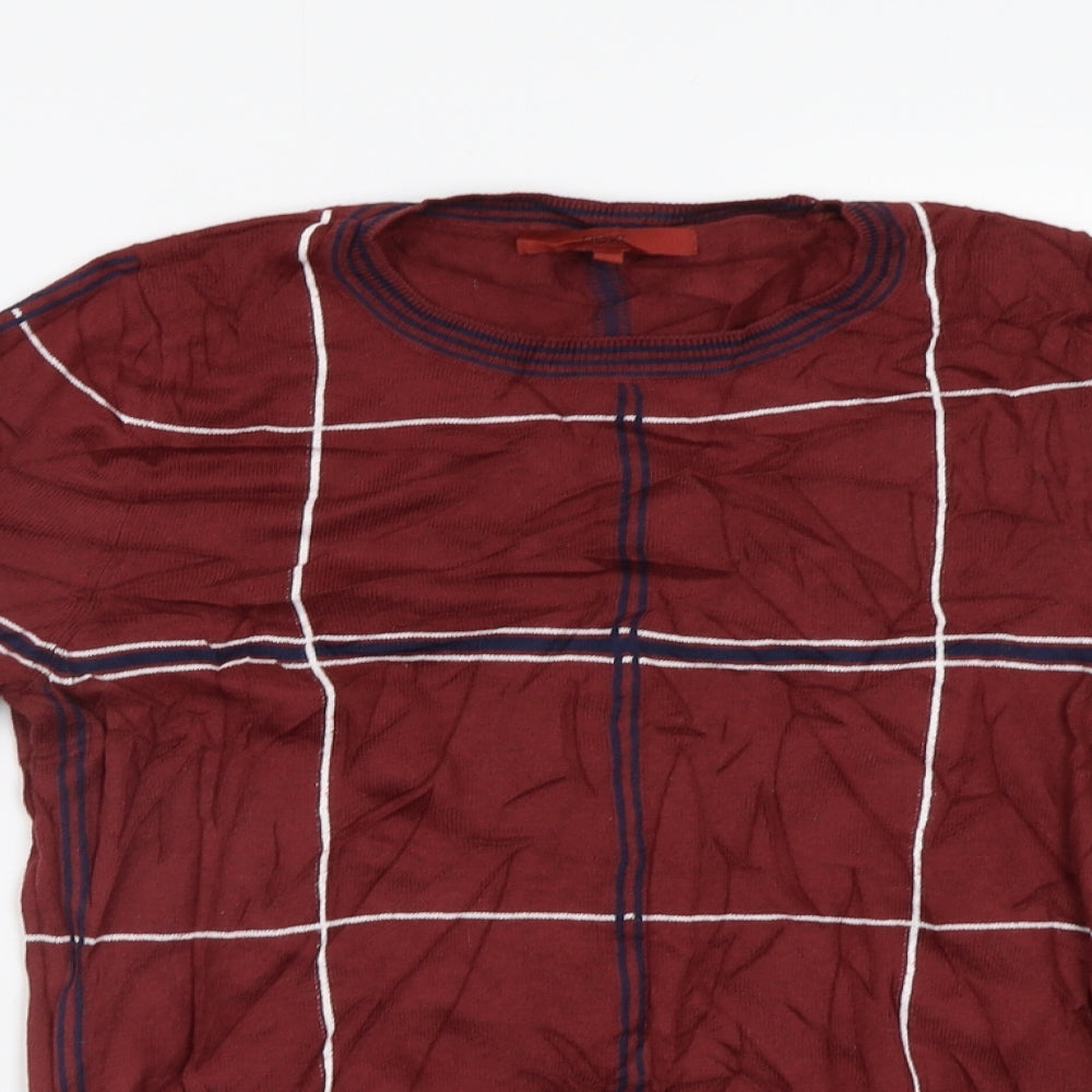 NEXT Womens Red Check  Pullover Jumper Size 10