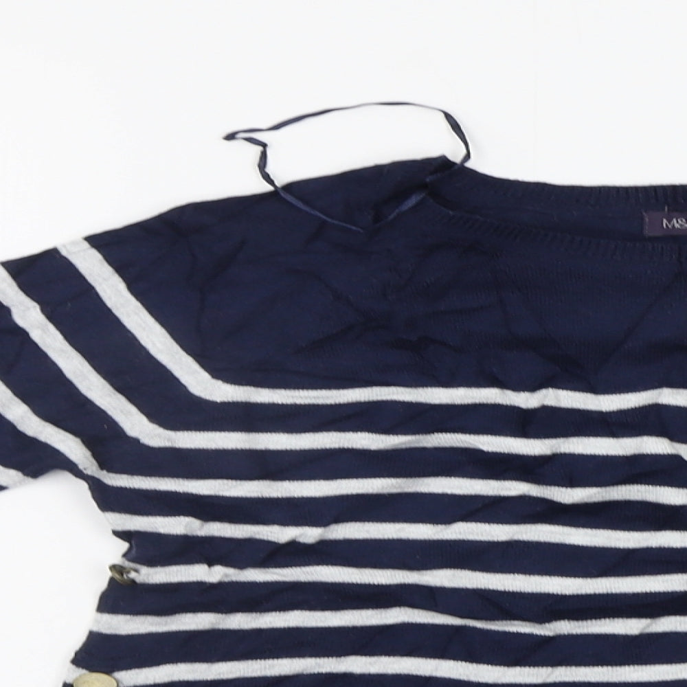 M&S Womens Blue Striped  Pullover Jumper Size S