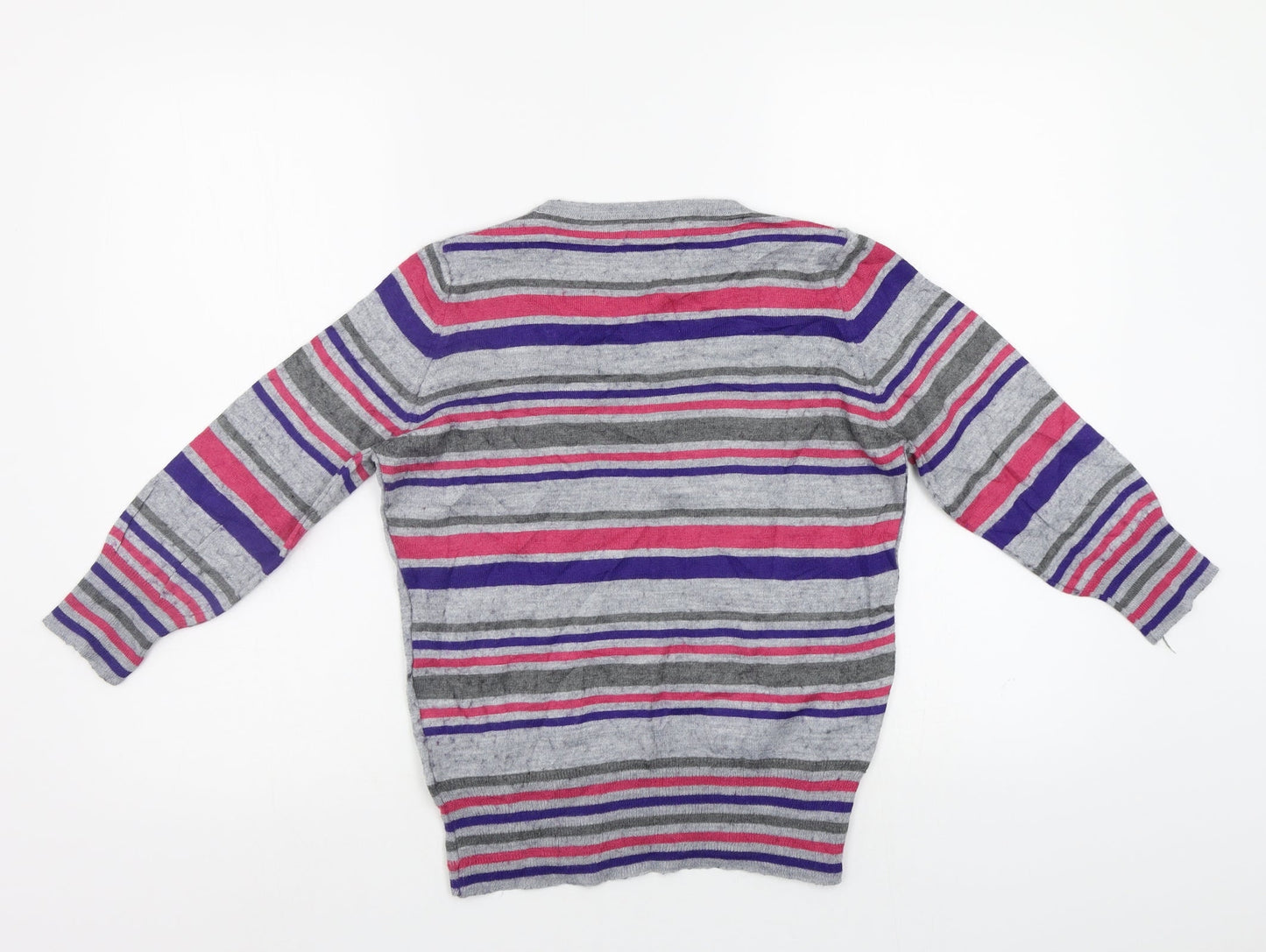 Per Una  Womens Grey Striped  Pullover Jumper Size 10