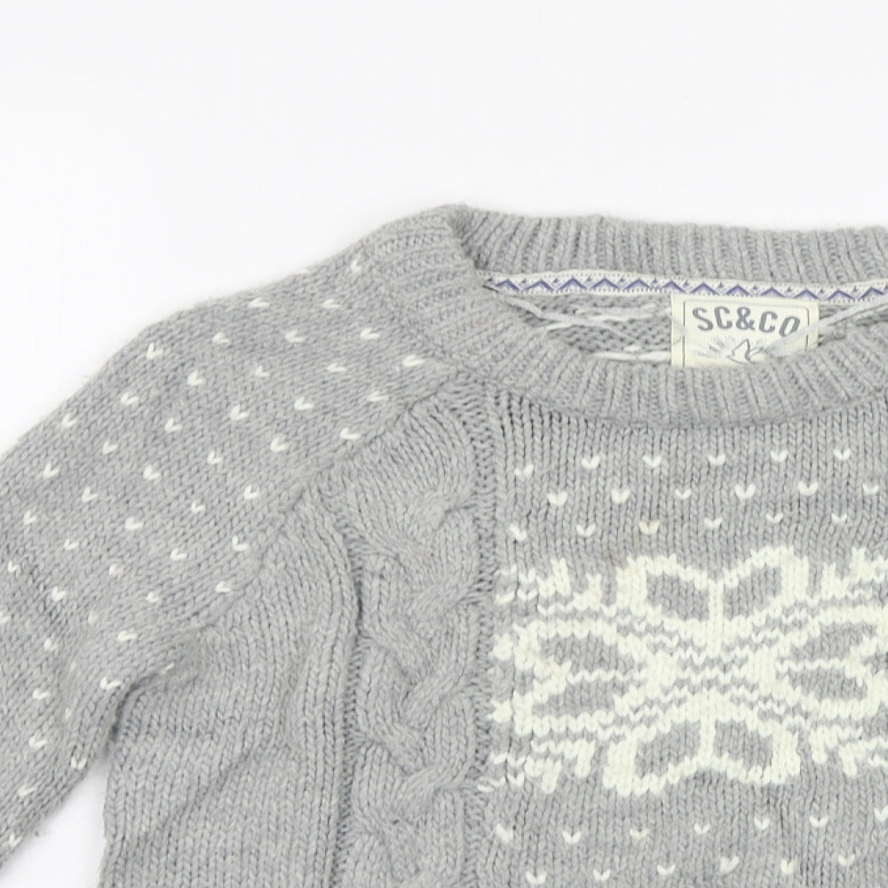 Soul Cal & Co Womens Grey Geometric  Pullover Jumper Size 10