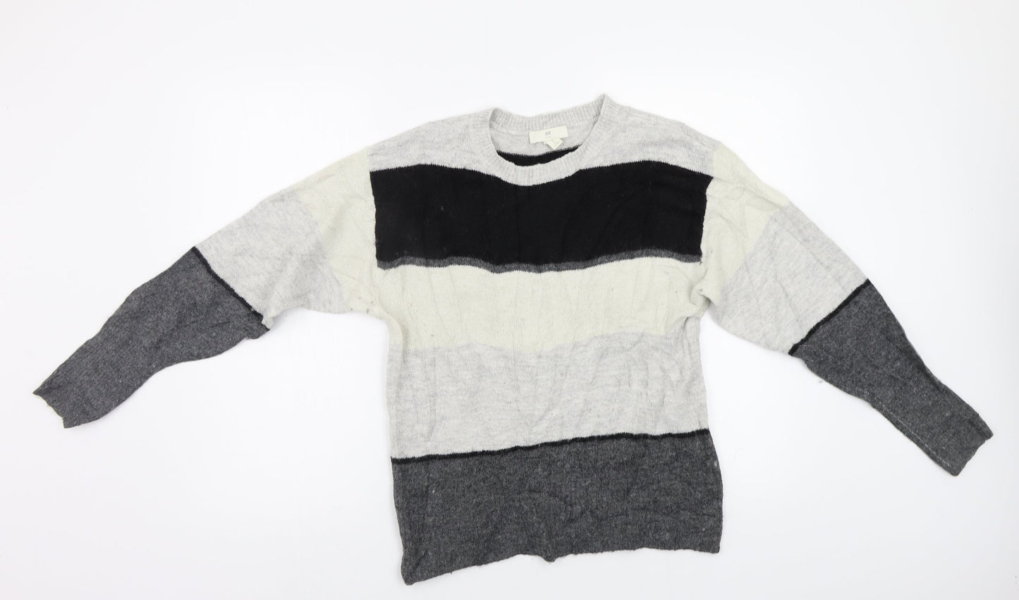 H&M Womens Grey Striped  Pullover Jumper Size S