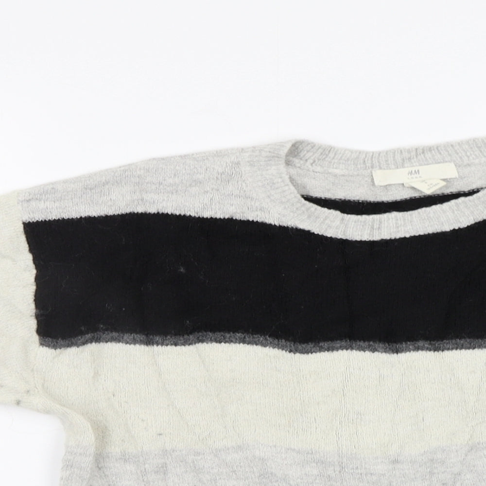 H&M Womens Grey Striped  Pullover Jumper Size S