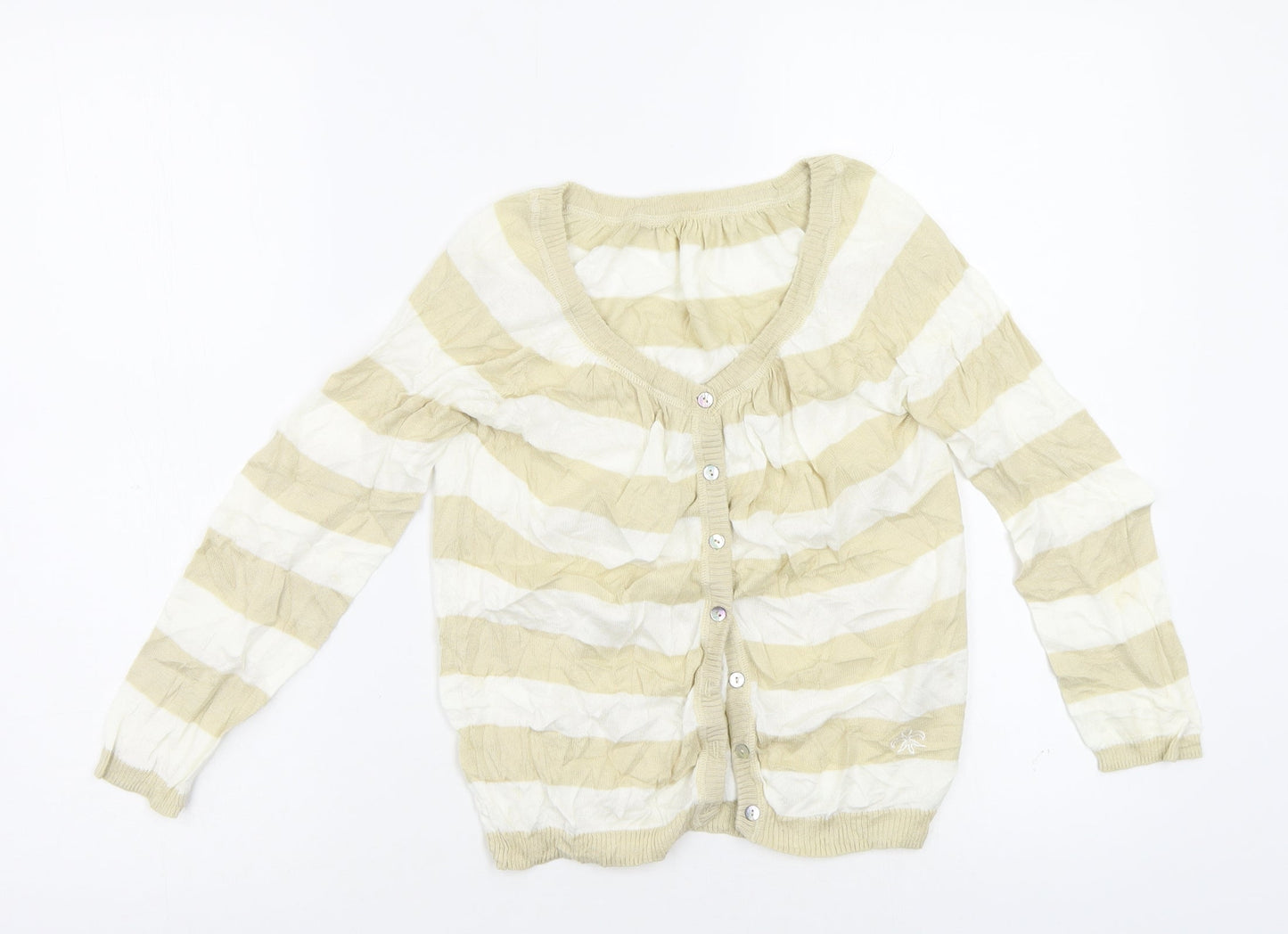 Preworn Womens Beige Striped  Cardigan Jumper Size S