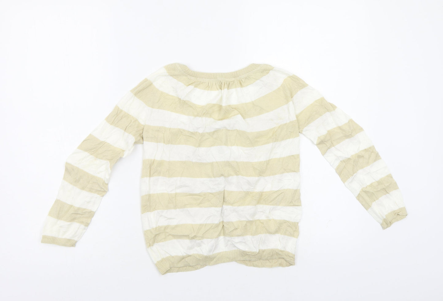 Preworn Womens Beige Striped  Cardigan Jumper Size S