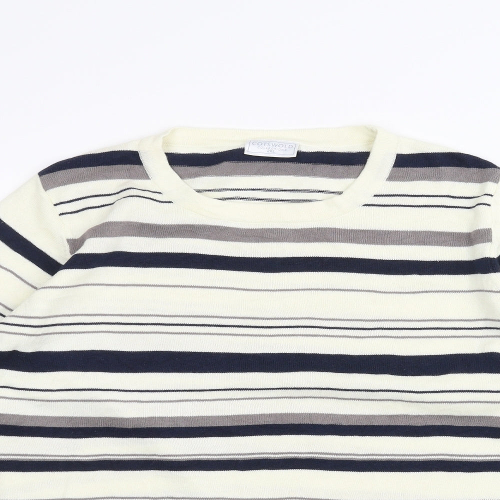 Cotswold Womens White Striped  Pullover Jumper Size 2XL