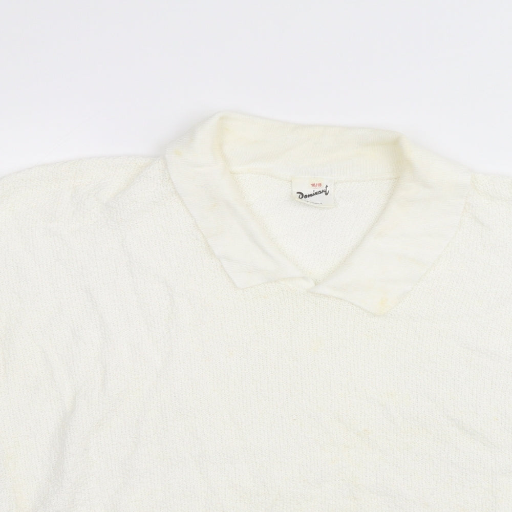 Dominant Womens White   Pullover Jumper Size 16