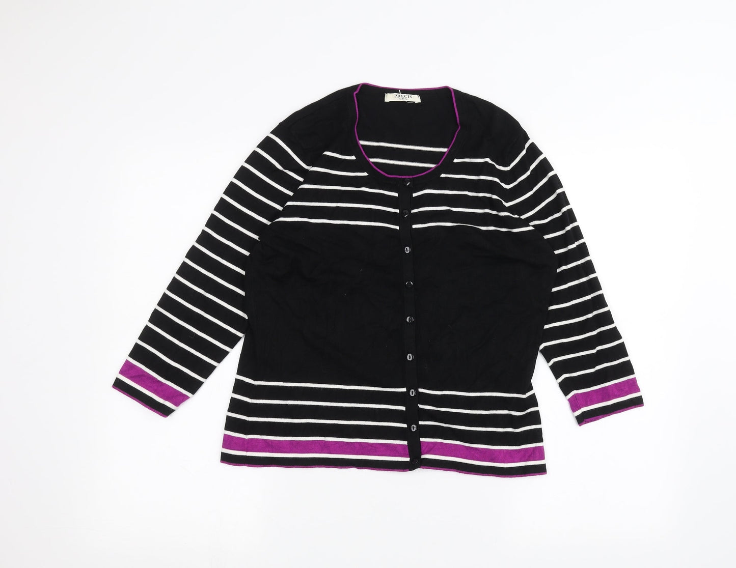 Precis Womens Black Striped  Cardigan Jumper Size M