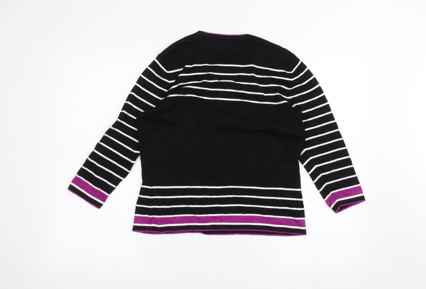 Precis Womens Black Striped  Cardigan Jumper Size M