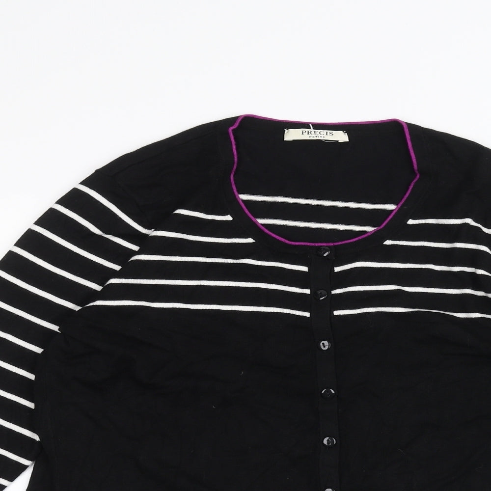 Precis Womens Black Striped  Cardigan Jumper Size M