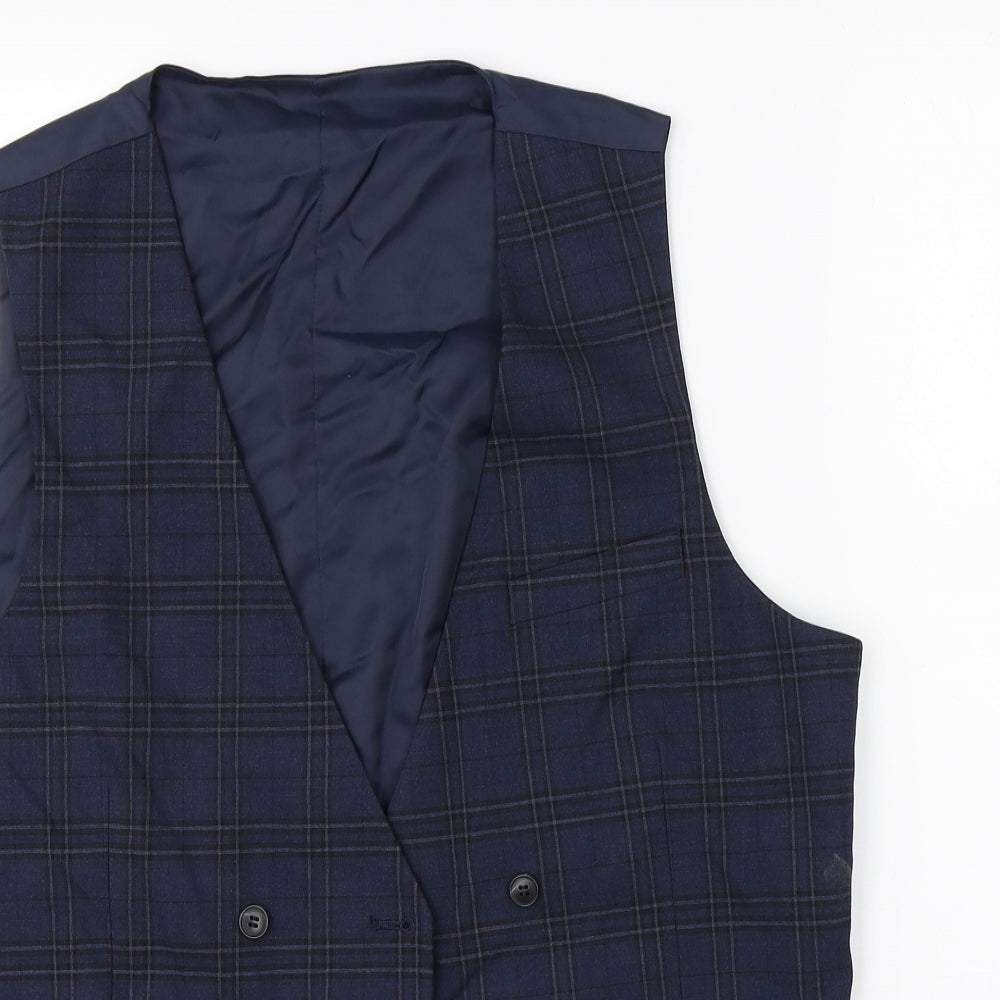 M&S Mens Blue   Jacket Suit Waistcoat Size L