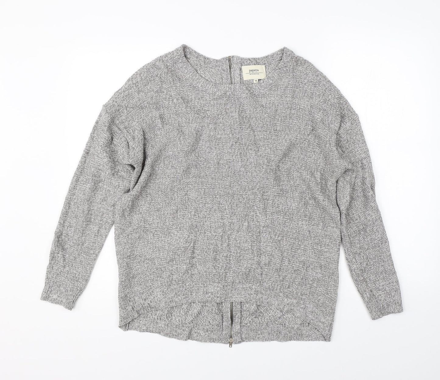 Papaya Womens Grey  Knit Full Zip Jumper Size M