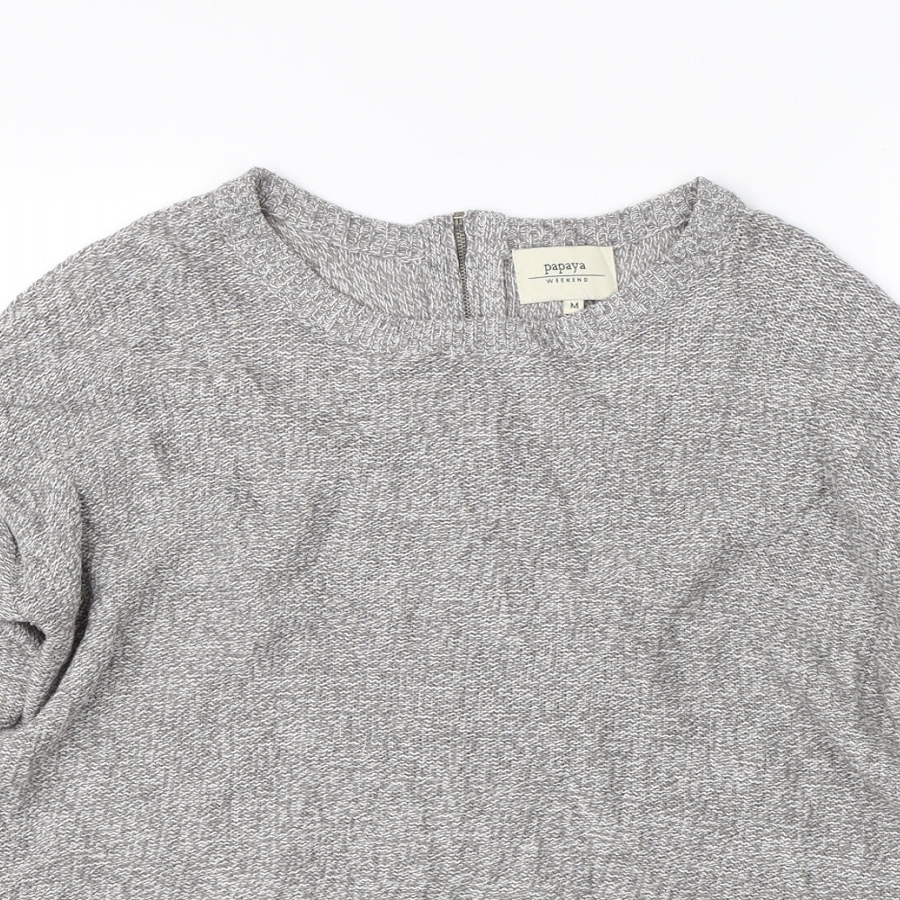Papaya Womens Grey  Knit Full Zip Jumper Size M