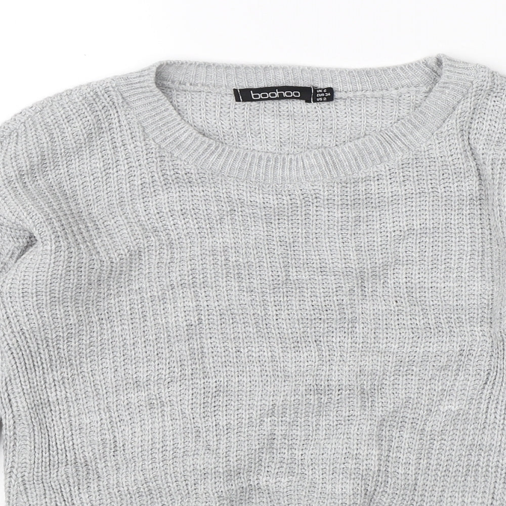Boohoo Womens Grey  Knit Pullover Jumper Size 6