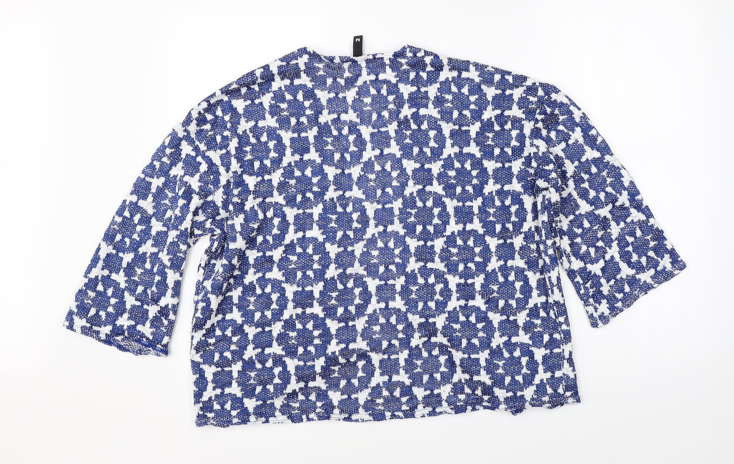 Divided Womens Blue Geometric Knit Cardigan Jumper Size M
