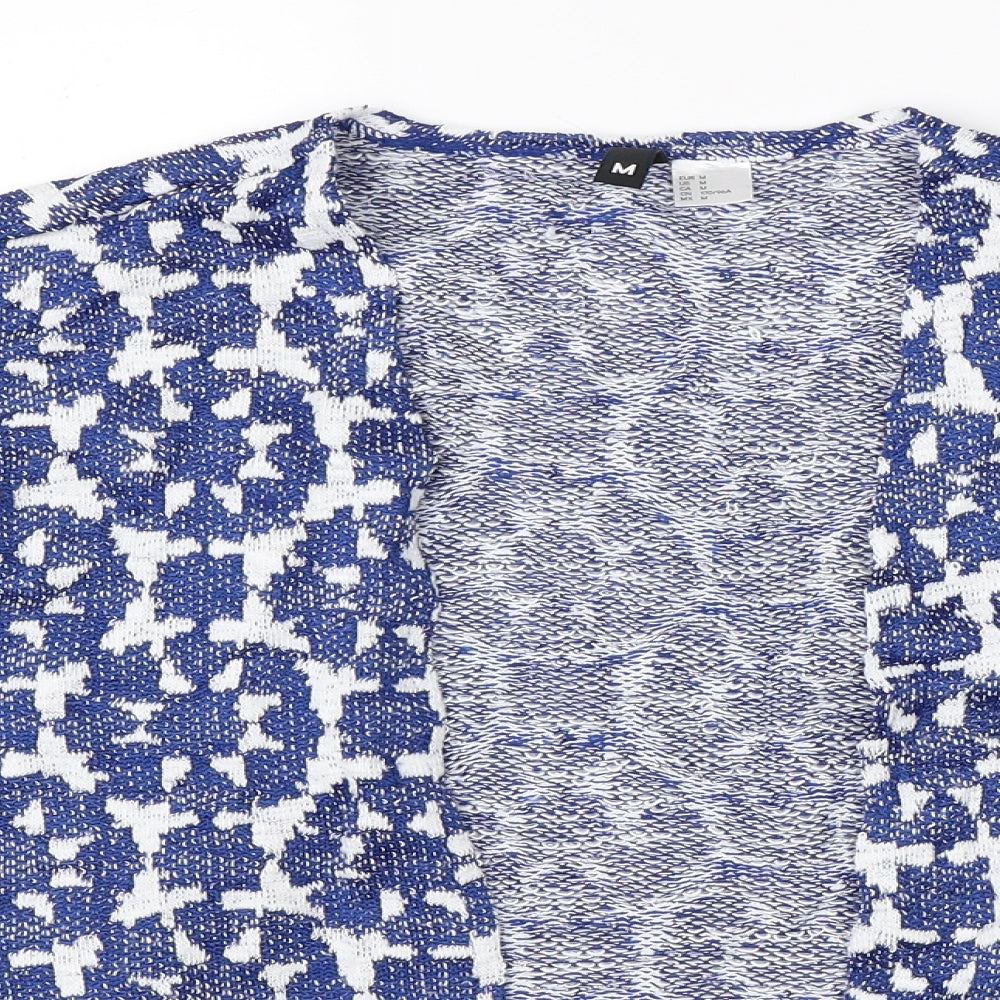 Divided Womens Blue Geometric Knit Cardigan Jumper Size M