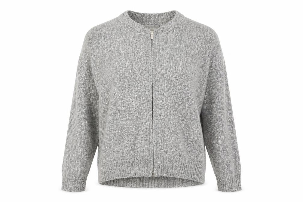 Front view of Papaya women’s grey full zip jumper, size M