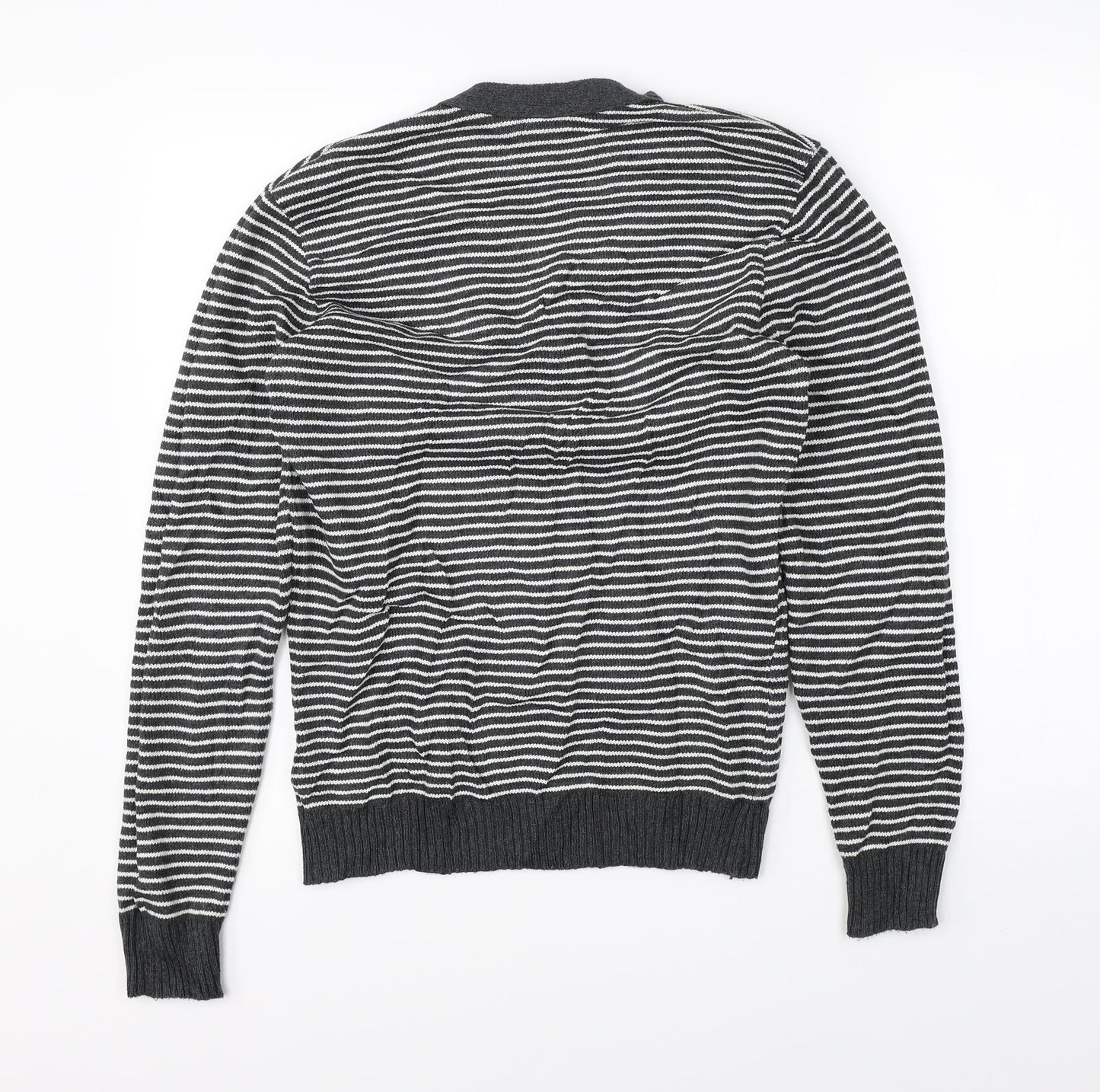 Stamp Womens Grey Striped Knit Pullover Jumper Size 4