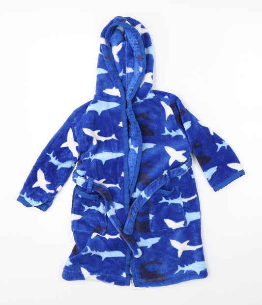 John Lewis Boys Blue    Robe Size 3 Years  - sharks