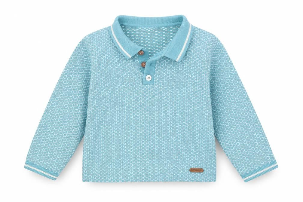 Front view of Marks & Spencer Baby Blue Argyle/Diamond jumper, size 18-24, Months