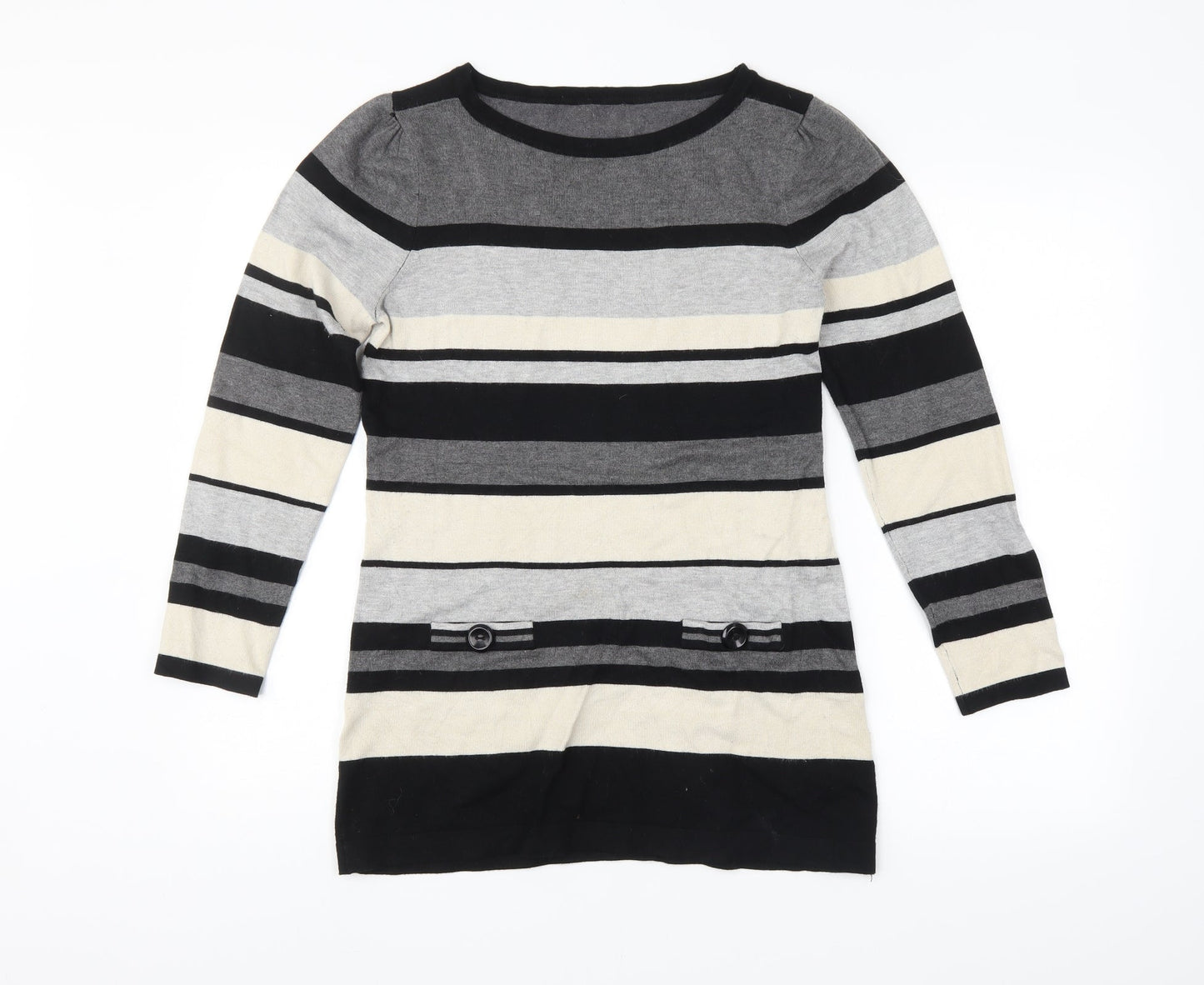 M&Co. Womens Multicoloured Striped  Pullover Jumper Size M