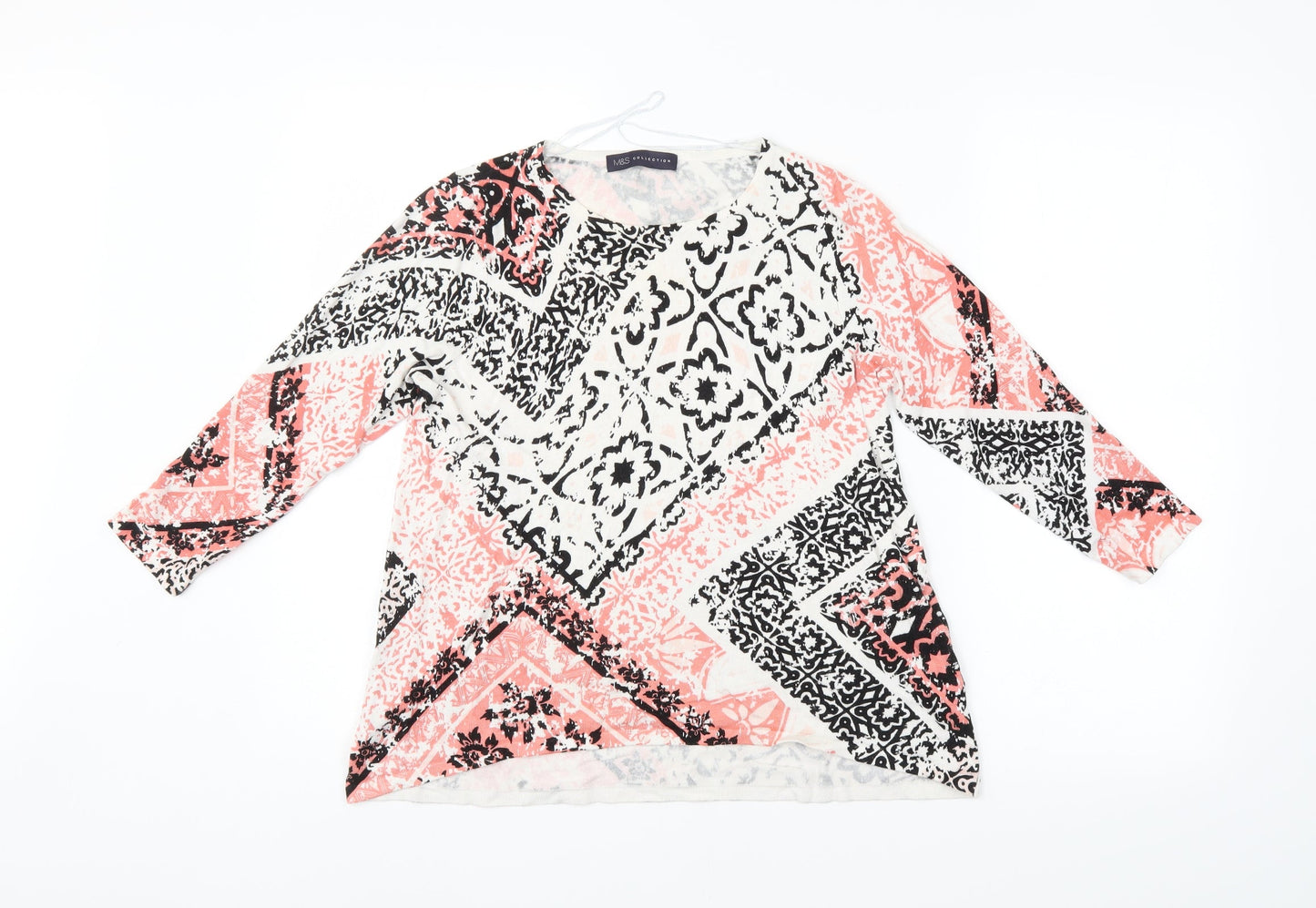 M&S Womens Multicoloured Argyle/Diamond  Pullover Jumper Size 10