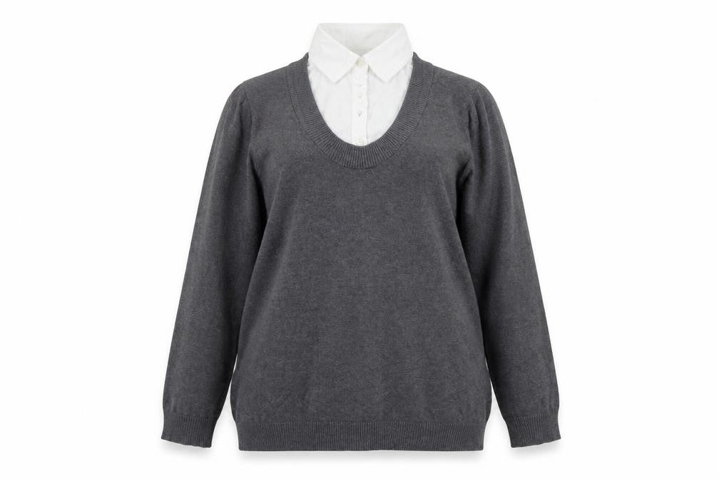Front view of Papaya women’s grey jumper, size UK 16