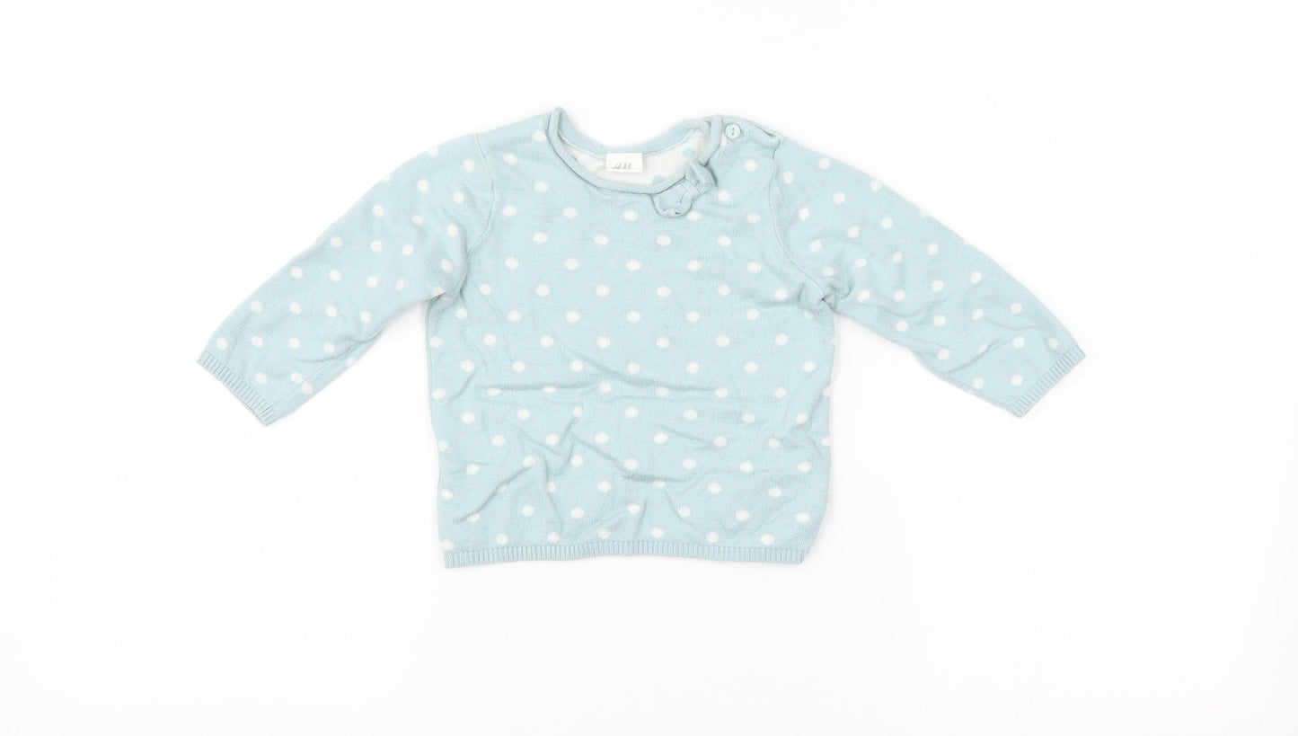 H&M Baby Blue Spotted  Pullover Jumper Size 6-9 Months