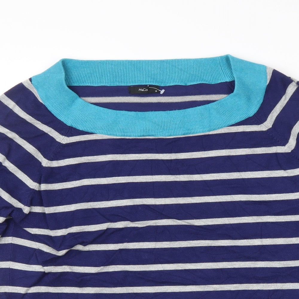 M&Co. Womens Blue Striped  Pullover Jumper Size 18