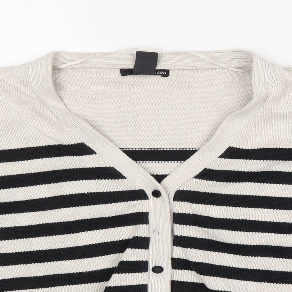 H&M Womens Black Striped  Pullover Jumper Size XS