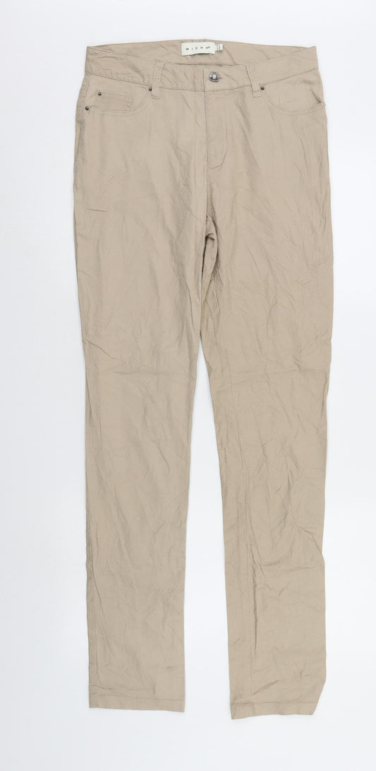 Micha Womens Beige Animal Print Denim Straight Jeans Size 8 L31 in